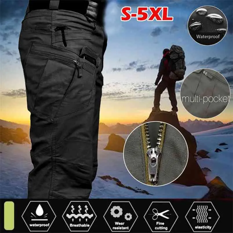 Men's Spring Cargo Pants Quick Dry Thin Tactical Multi Pocket Elastic Waist Military Trousers Autumn Male Casual Slim Fit 210715