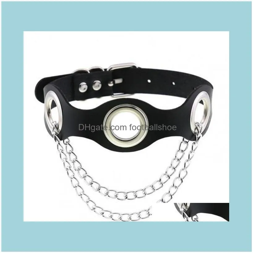 Collares Colgantes Jewelryblack Faux Leather Gargantilla Collar Gothic Hollow Out Punk Sexy Collar Discoteca Fiesta Joyería Regalos para mujeres Ch