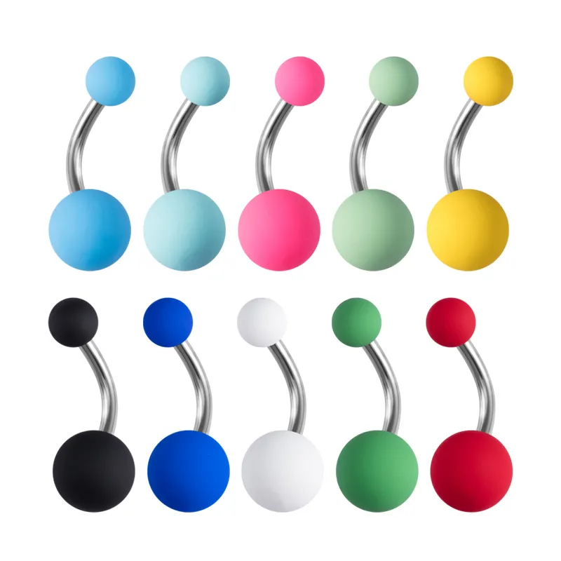 Sexy Colorful Acrylic Belly Bars Navel Piercings Ring Stud Women Bell Button Surgical Steel