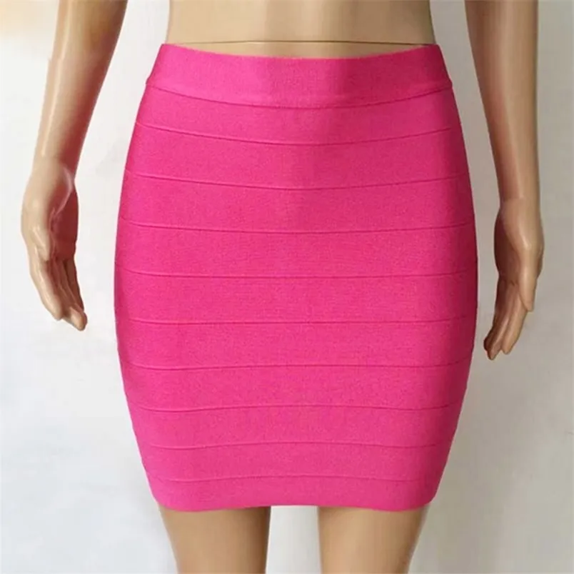 Seksowne Kobiety Lato Krótki Mini Bandaż Spódnica Dobry Elastyczne Panie Moda Spódnice Bodycon Płaszcza Formalna Nosić HL8604 210524