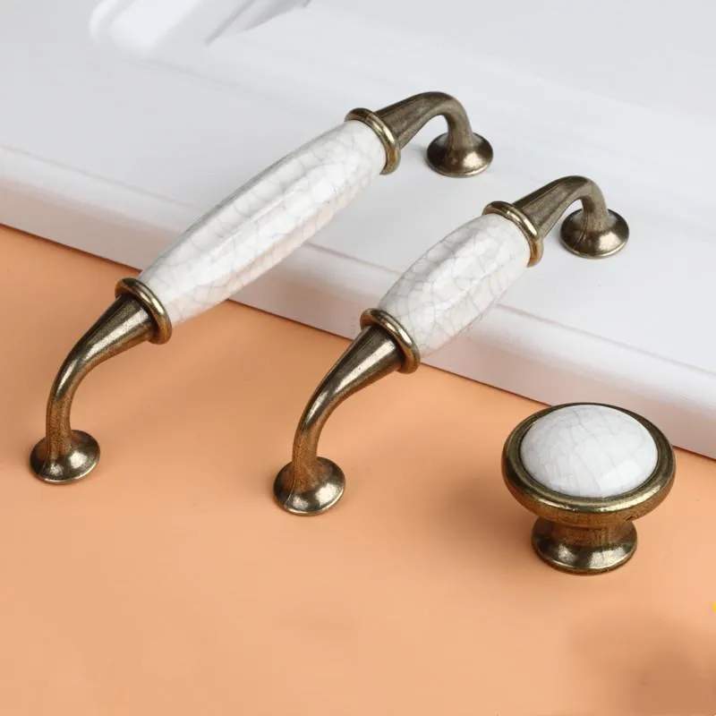 Handles & Pulls Antique Crack Design Wardrobe Door Knobs Marble Ceramic Cabinet Drawer European Style Furniture Hardware