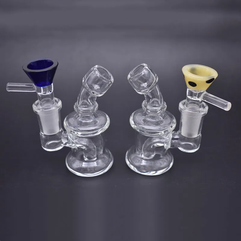 14mm Kobiet Mini Szkło Bong Water Rury Pyrex Hookah Platformy olejowe Palenie Bongs Gruby Gruby Recykler Ratuj dla Palenie Z 14mm Tobacco Bowl