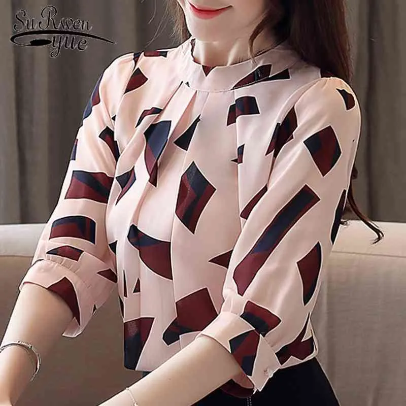 Summer Blouse For Women Womens Clothing Print Chiffon Blouse Women Office Ladies Tops Womens Tops And Blouses 4482 50 210518