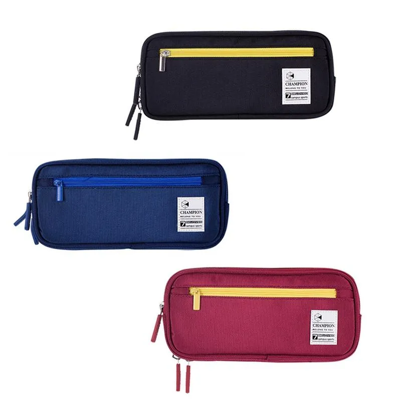 Pencil Cases Large-capacity Stationery Box, Double-layer Multi-function Student Case, Zipper-3 Color School 20.8*5.8*9cm