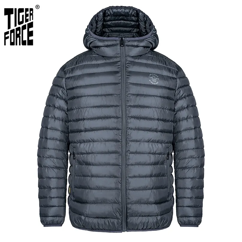 TIGER FORCE Spring Jacket Men High Quality Solid Men's Hooded Puffer Coat Casual Fashion Outerwear Clothes 50402 210910