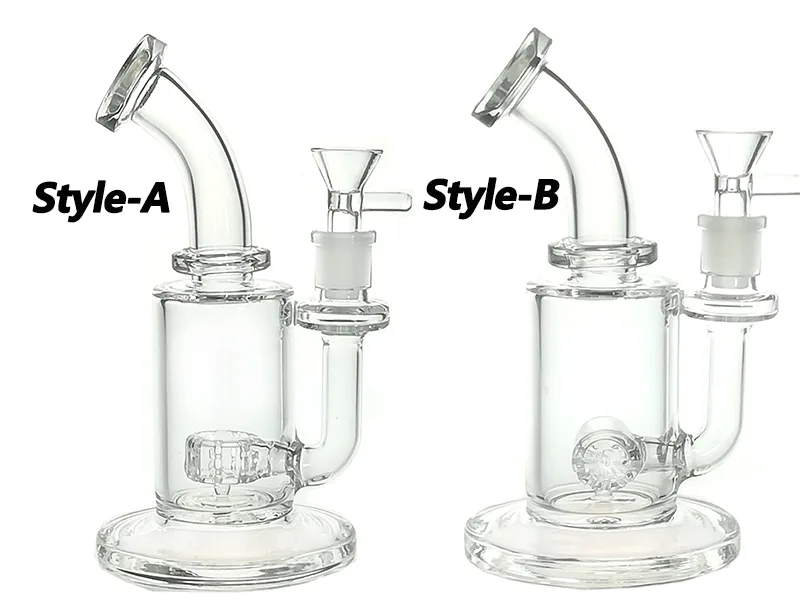 Glas-Shisha-Rig/Bubbler-Bong zum Rauchen, 7,5 Zoll Höhe und Hammer- oder Gitter-Perc mit 14-mm-Glaskopf, 330 g Gewicht BU015