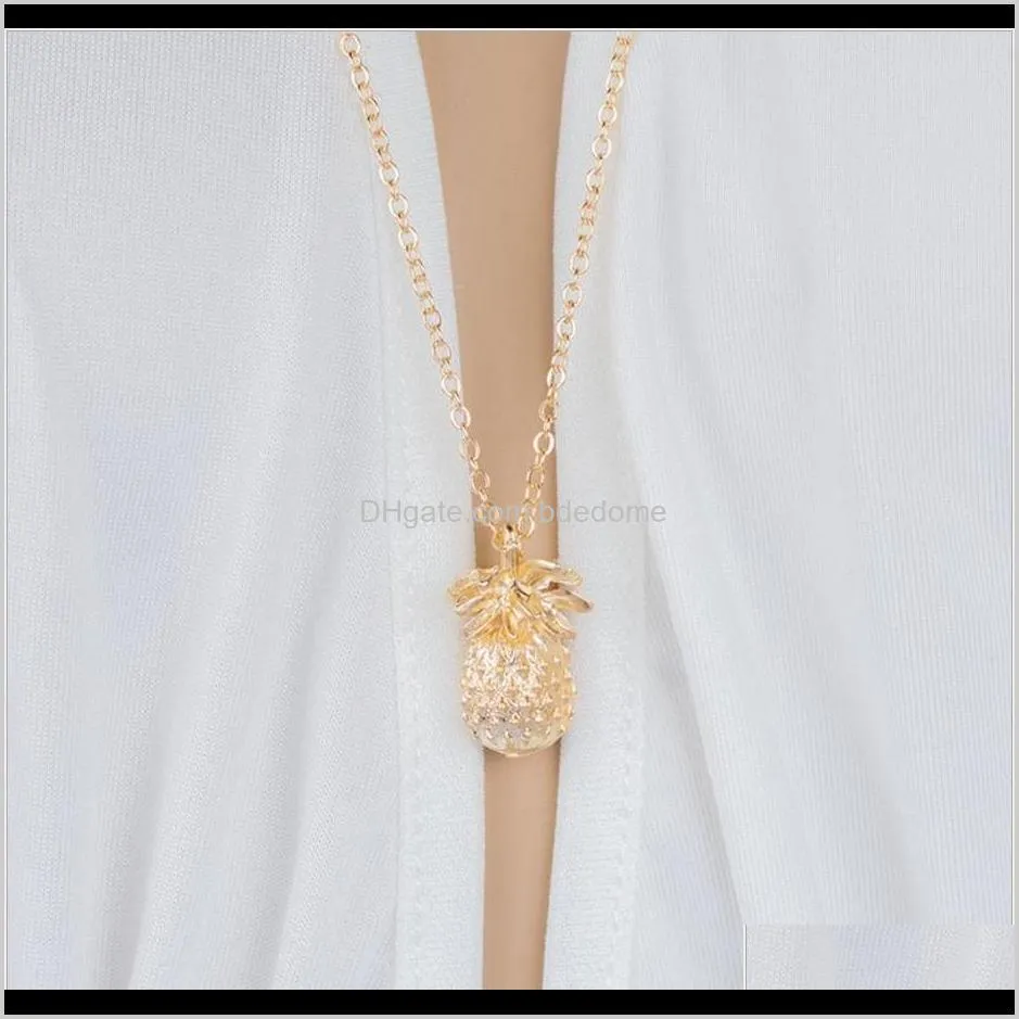 gold pineapple accessory pendant circle lariat with gold silver plated metal chain for women necklace cheap love gift