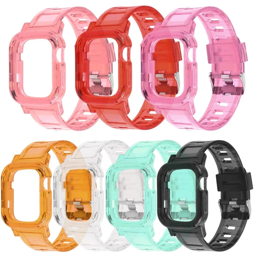 apple watch case + strap 44mm 40mm series 6 5 4 se Transparent Sports with cases for iwatch 42mm 38mm TPU clear band