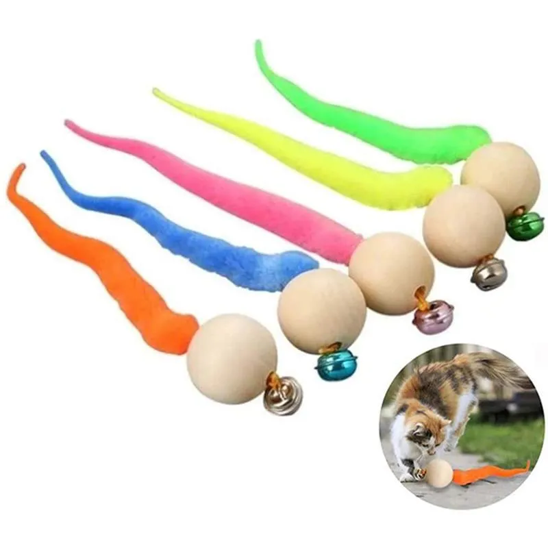 Cat Toys 5pcs Toy Interactive Worm Ball With Bell Funny Wobbly Balls Colourful Kitty Playing Pet Accessories