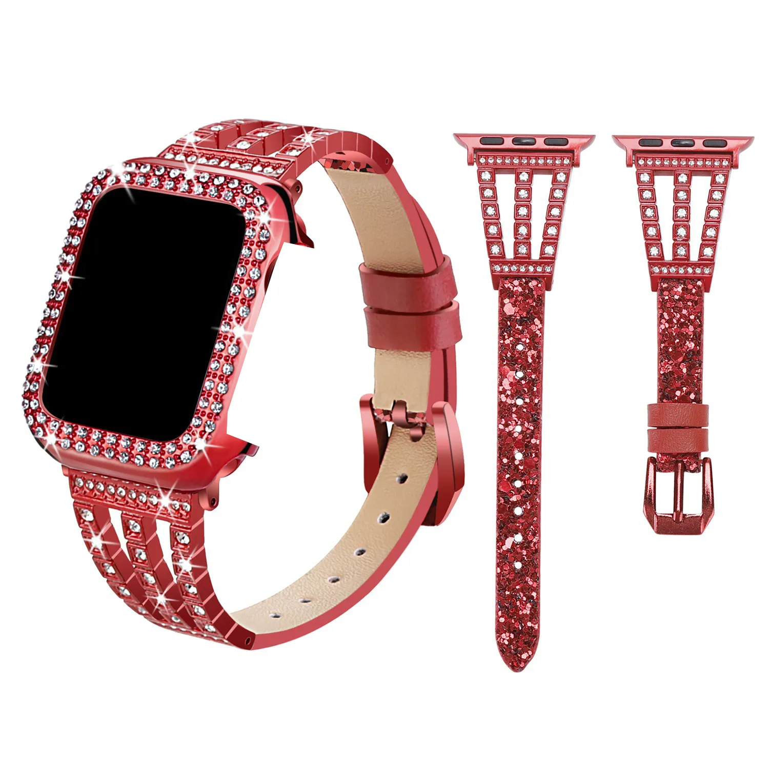 Bande de diamants Sangle de paillettes pour Apple Watch Series 6 5 4 SE Luxury Bling Women Wetchband IWatch 44mm 42mm 40mm 38mm Accessoires intelligents