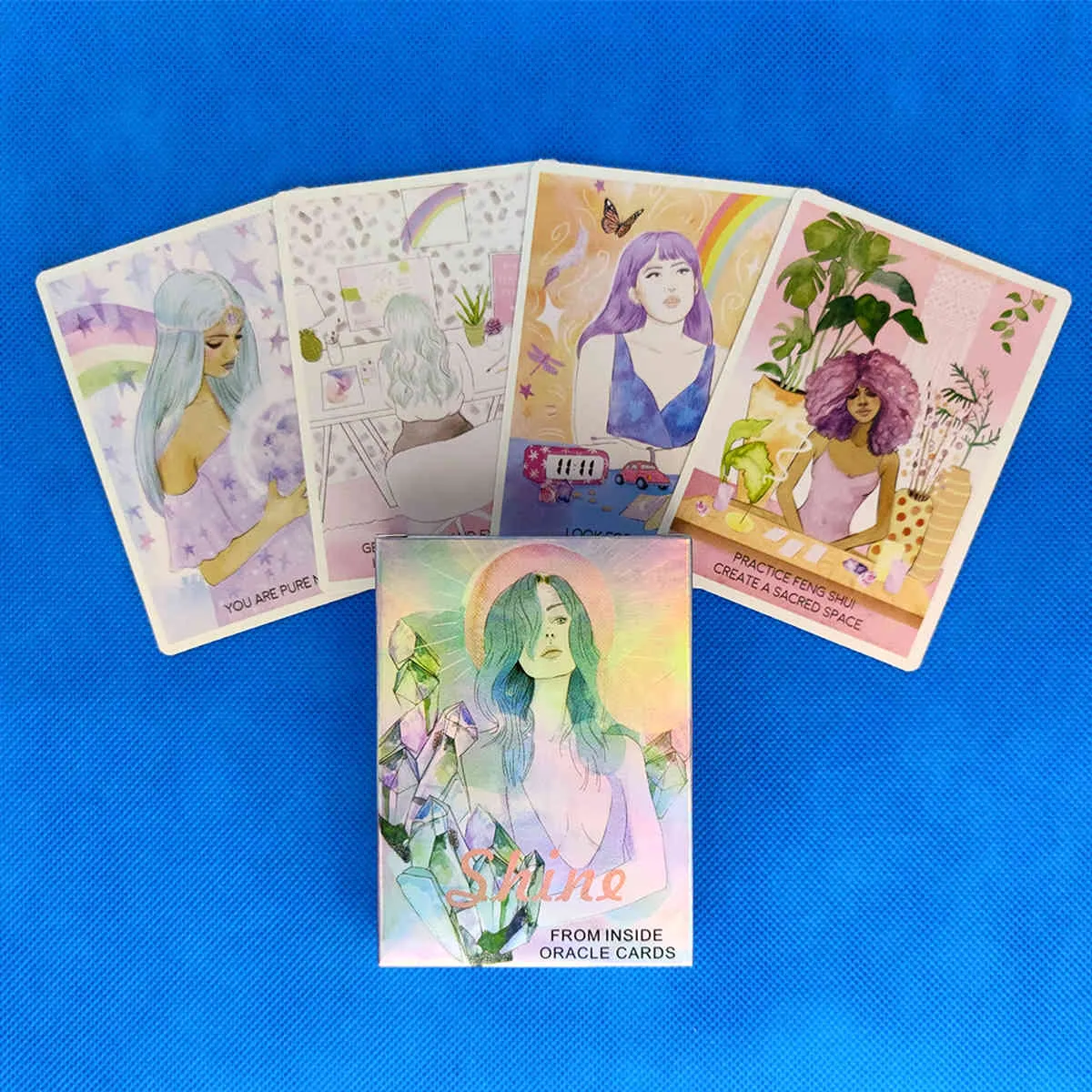 Novos cartões de tarô brilham de dentro do Card Oracle e Divination Divinational PDF Deck Deck Entertainment Jogo de diretoria 44pcs / caixa