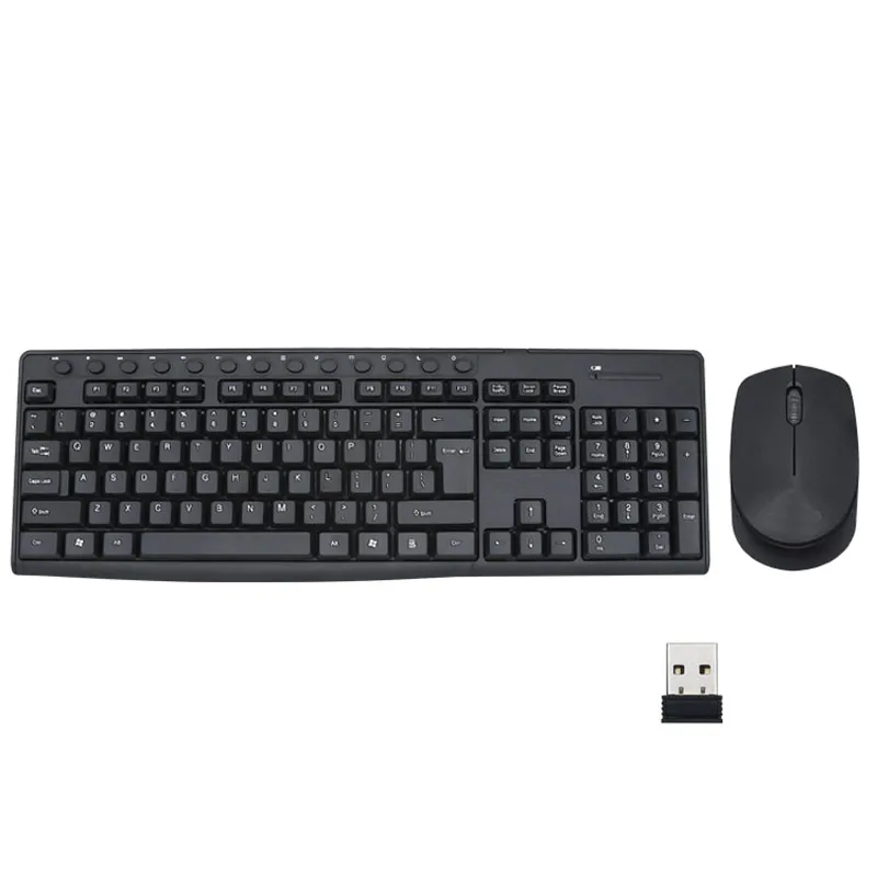 Trådlöst tangentbordskombinationer 2.4GHz Svart Multifontion Keys Kit 2PC / Lot Office Slim Keyboards och möss med mottagare för hemkontor Skrivbords laptop