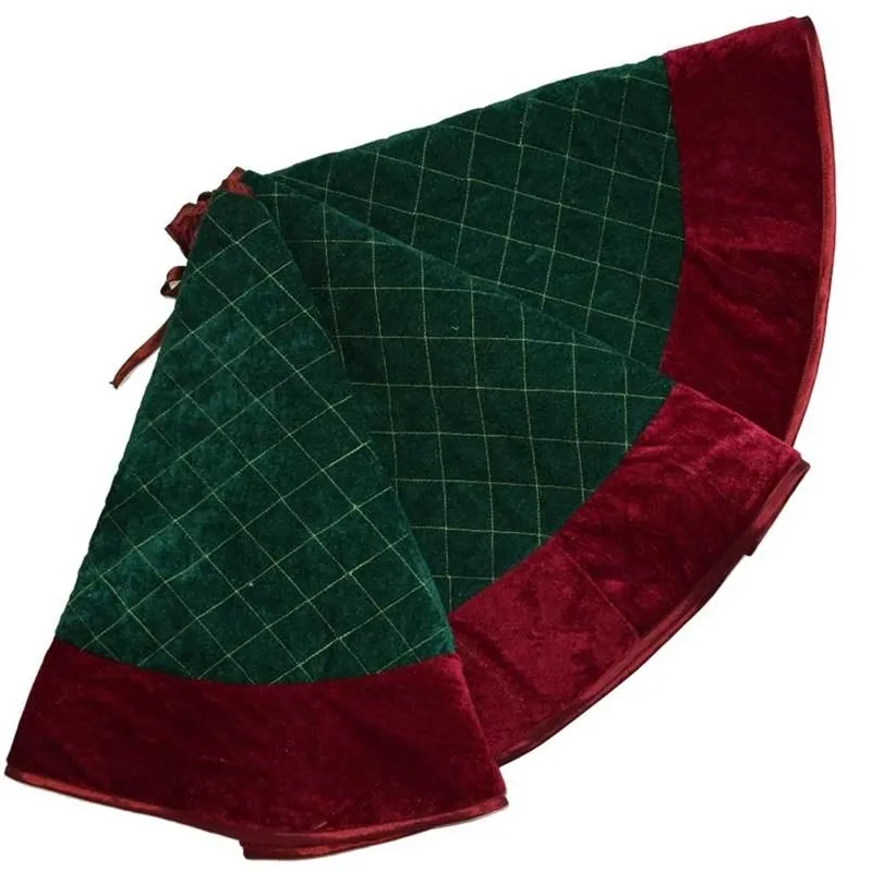 Sorrento 36 "/42"/48 "jupe de décoration de broderie matelassée en velours vert avec bordure sapin de noël 211019