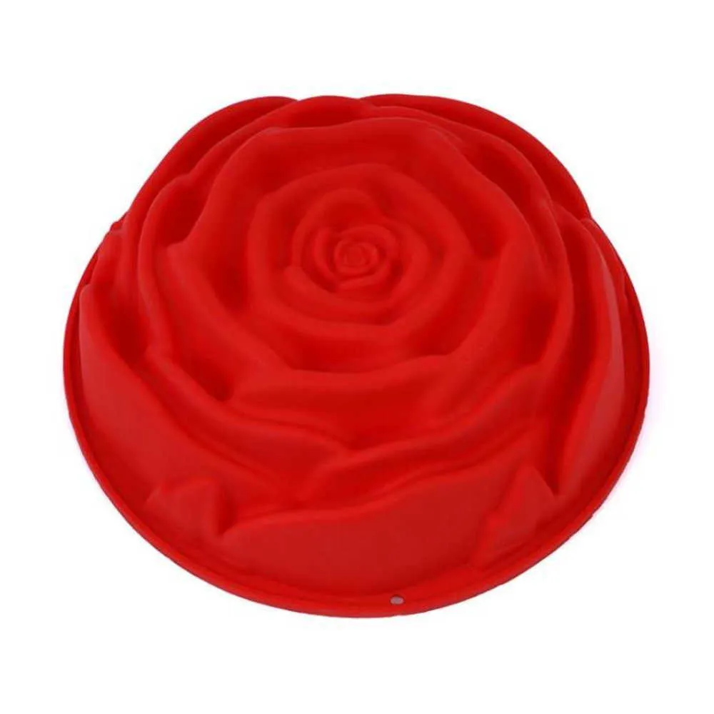 50st Silicone Big Cake Molds Rose Shape Cake Bakeware Baking Tools 3D Bread Pastry Pizza Pan DIY