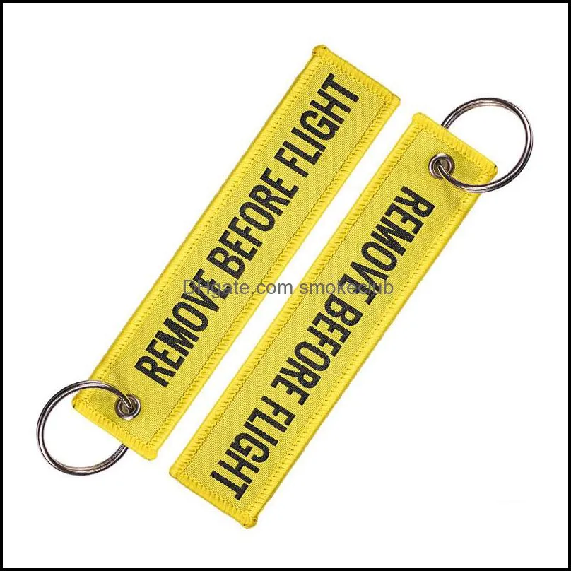 5 colors REMOVE BEFORE FLIGHT keychain colored air pendant embroidered children adult gift woven keyring commemorative keychain