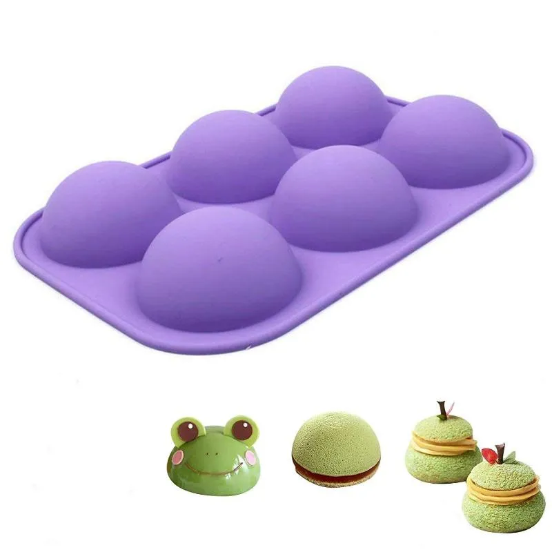 Ferramentas de bolo 6 buracos meio esfera de silicone molde de molde hemisfério cúpula fondant chocolate diy muffin biscuit cozinha cozinha