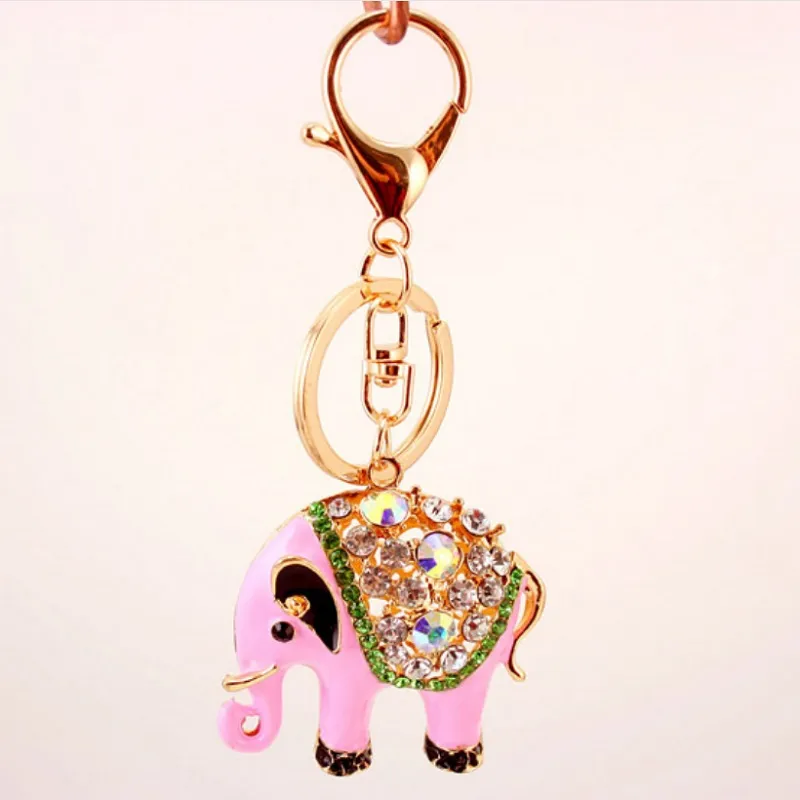 Bling Bling Crystal Breloki Zwierząt Elephant Wisiorek Metal Brelok Keychain Key Breloczek Metalowy Klucz Key Mały prezent