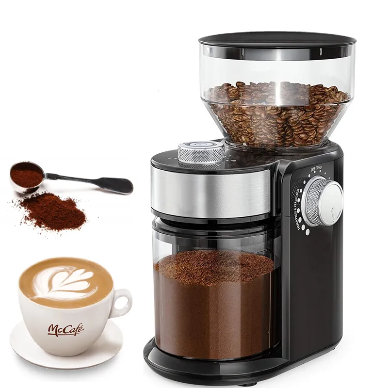 Household Coffee Grinder Electric Coffee Bean Grinding Machine Coffee Mill Machine 18 Files Adjustable Thickness