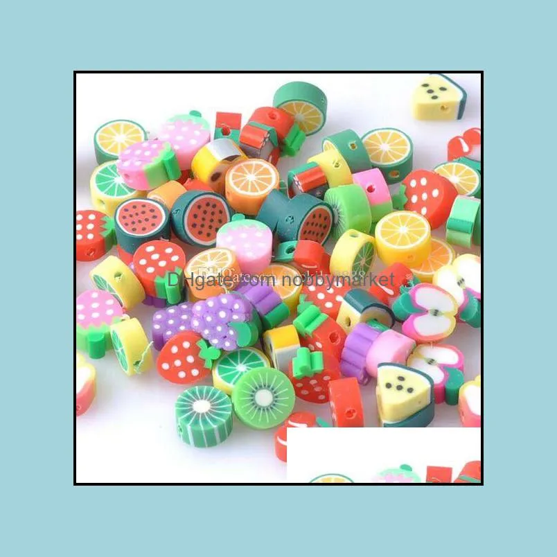 Fashion 300Pcs/lot Mixed Fimo Polymer Clay Fruits Spacer Beads Clothes Caps DIY Jewelry Decoration Finding Accessories New