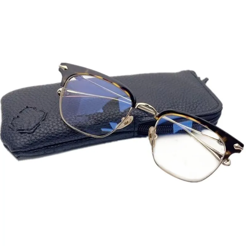 Top Design Mężczyźni Brwi Pure-Titanium Okulary Ramka 51-21-145 Klasyczny Lekki Retro-Vintage Plano Myopia Eyewear do recepty Fullsset Box Slunt