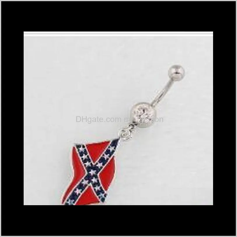  shipping fashion belly button rings dangle 316l stainless steel national flag navel body piercing jewelry 2032