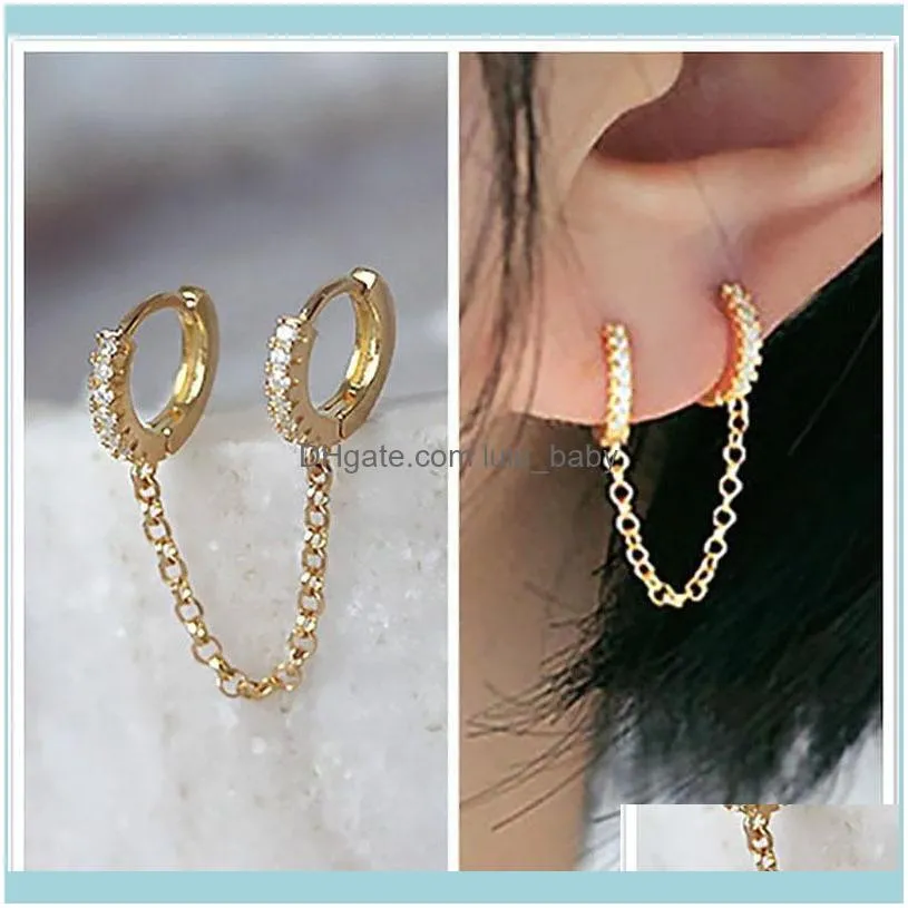 Trendy Hip Hop Chained Hoop Earrings For Women Teens Girls Punk Gold Hoops Statement Party Fashion Jewelry Gifts & Huggie