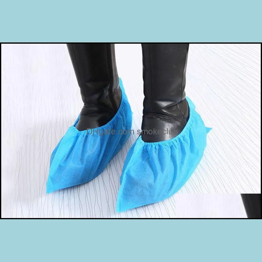 100pcs 1lot 1 color Non Woven Shoe Covers Disposable Booties Dustproof Anti-Slip Shoes Covers Disposable Personal Protection KKA7857