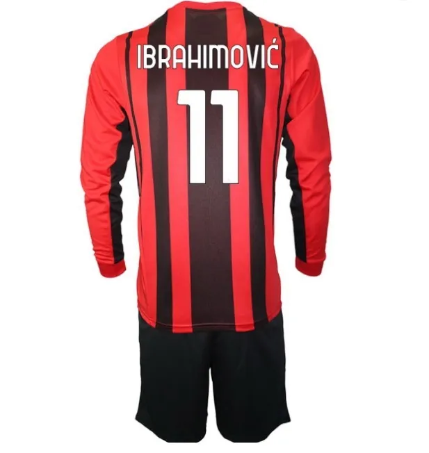 Manica lunga personalizzata 2021 11 Ibrahimovic maglie da calcio set con pantaloncini negozio online locale yakuda migliori sport Dropshipping accettato 10 CALHANOGLU 13 ROMAGNOLI