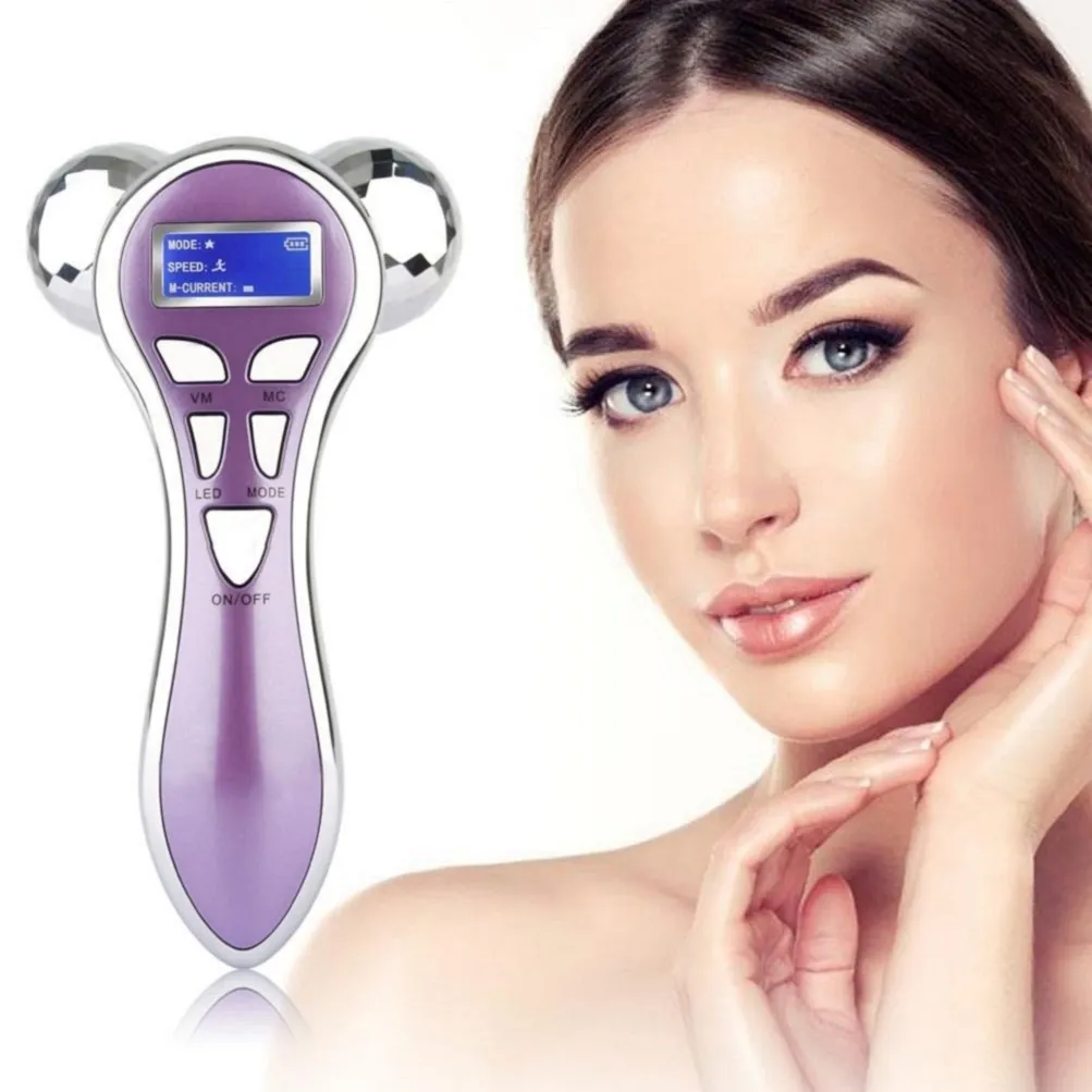 Multifunction Body And Face Slimming Microcurrent LED Light Vibration 3 In 1 Electric Facial Massager