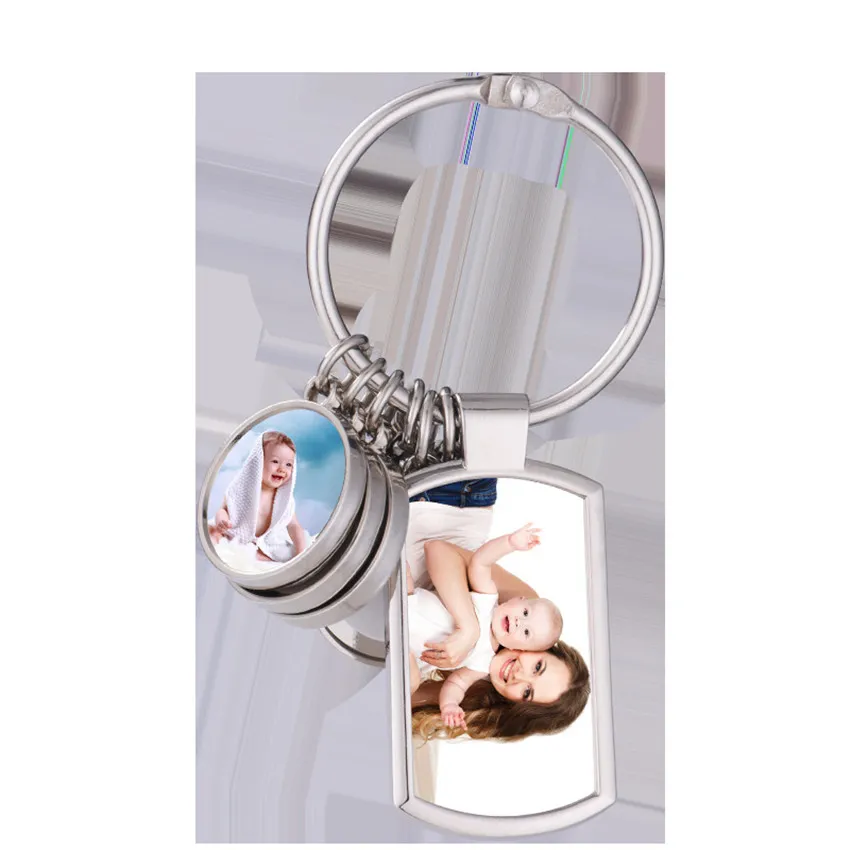 Pendant Sublimation Keychains Set Heat Thermal Transfer Printing Metal Keychain White Blank Pendants V1