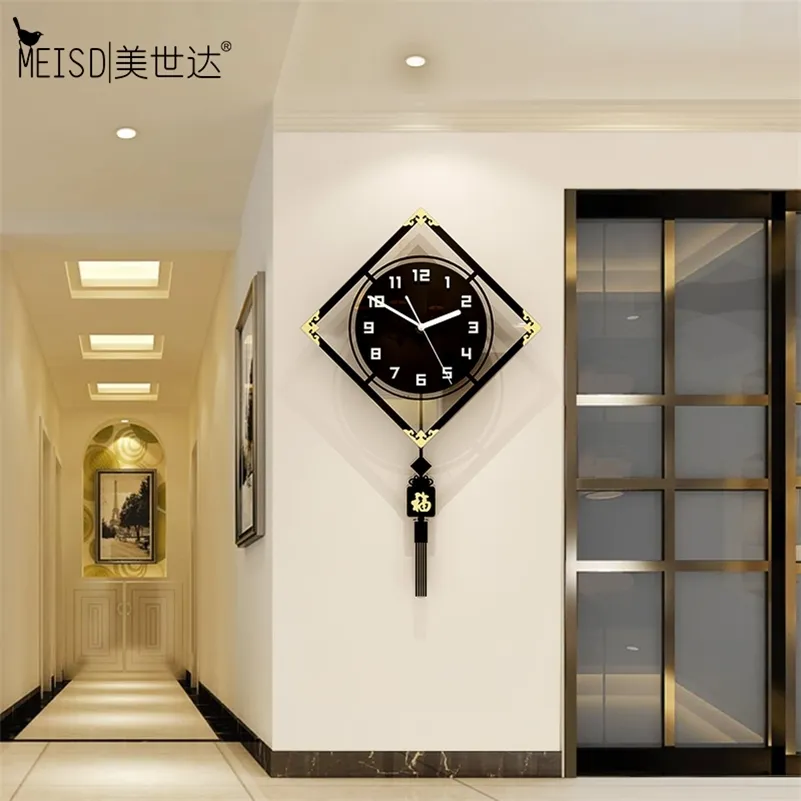 MEISD Quarz Mute Wanduhr Vintage Traditionelle Chinesische Retro Uhr Home Decor Hängende Horloge Neue Ankunft 210325