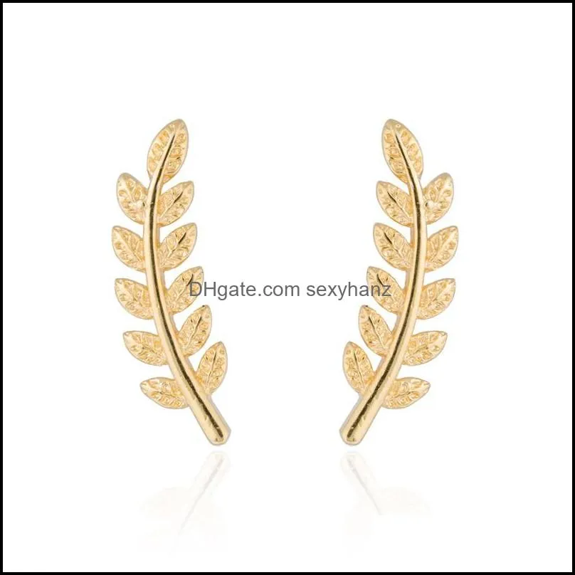 New Vintage Jewelry Exquisite Feather Earrings for Women Beautiful Tree Simple Leave Earrings Gold & Silver Plated Ear Clip B003 443