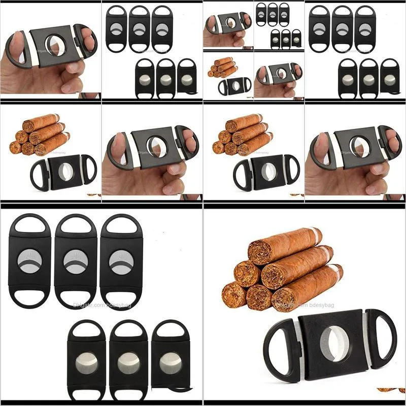 50pcs protable stainless steel cigar cutter pocket gadgets cigar scissors cigarette knife double blades steel cigar cutter