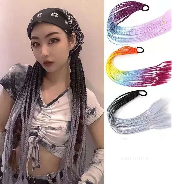 Party Favor Dirty Braid Ponytail Wig Kolor Braid Matte Wysokie Temperatura Jedwab Punk Hip Hop Colorful T2i52840