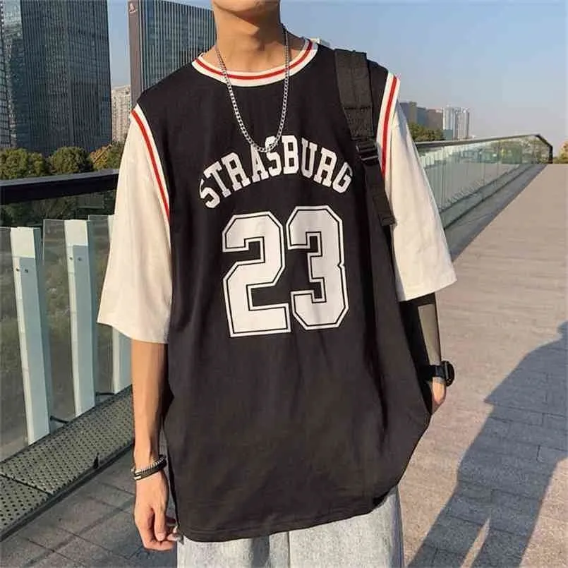 Iidossan Letter Drukuj Koszulki Mężczyźni Sport Krótki Rękaw Tshirt Koszykówka Joggers Clothe Hiphop Oversized Tops 210716