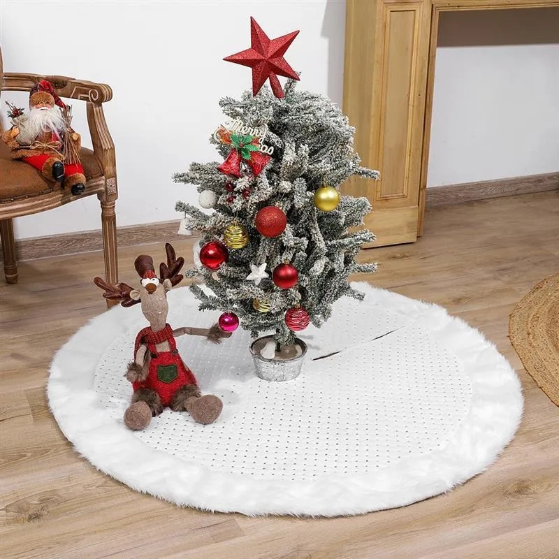 Weihnachtsdekorationen Baum Plüsch Rock Schneeflocke Pailletten gestickte Dekor liefert weiß 90/120 / 122cm