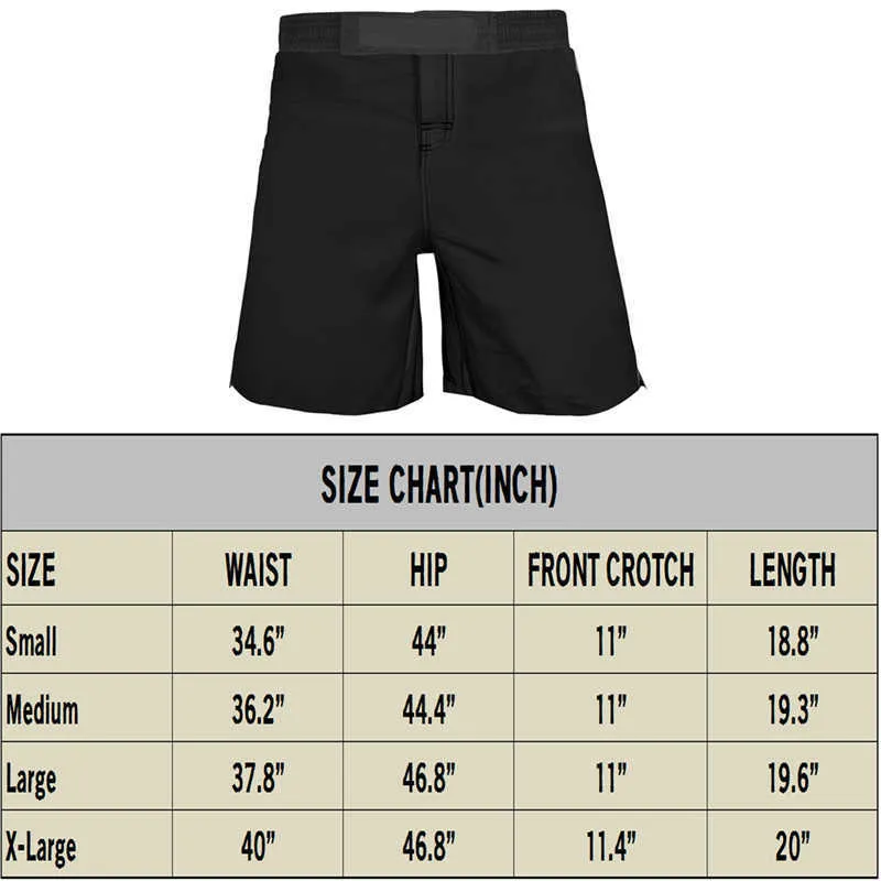 MMA Short size chart