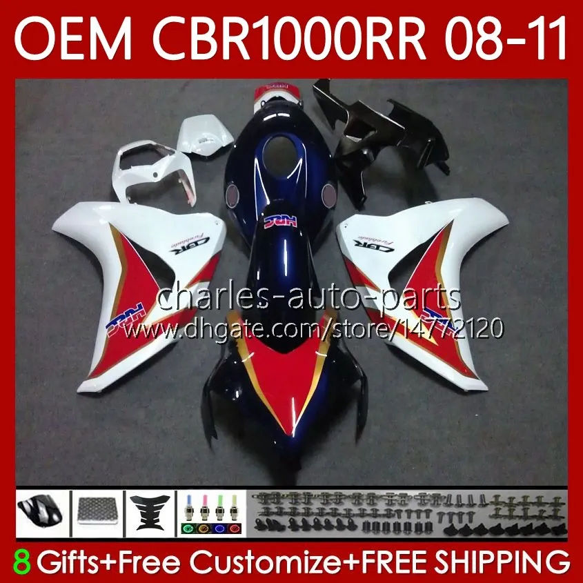 OEM-kropp för Honda Fairings CBR 1000 CBR1000 RR CC 2008-11 60NO.162 CBR 1000RR Rödblå CBR1000RR 08 09 10 11 CBR-1000 1000CC 2008 2009 2010 2011 Injektion Kroppsarbete