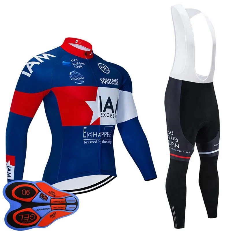 IAM Team Mens cycling Jersey Set Long Sleeve Shirts (Bib) Pants Suit mtb Bike Outfits Racing Bicycle Uniform Outdoor Sports Wear Ropa Ciclismo S21050793