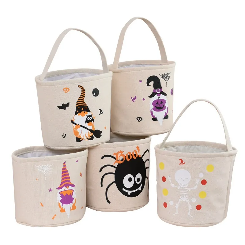 24 * 23 cm Halloween Party Supplies 12 Stilar DIY Candy Bucket Halloweens Tote Bag Pumpkin Handväska T9i001353