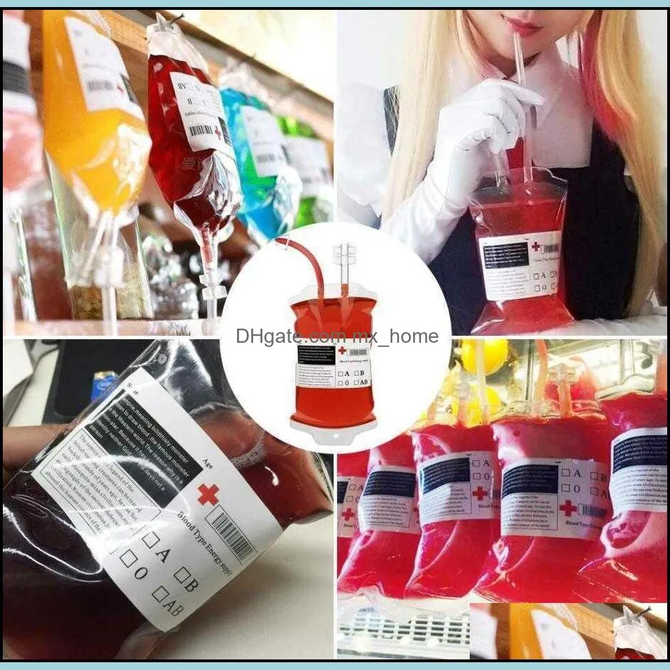 Other Festive & Party Supplies blood bag Clear Food Grade PVC Drink The Vampire Diaries Cosplay Props Halloween Decoration 350ML H32R