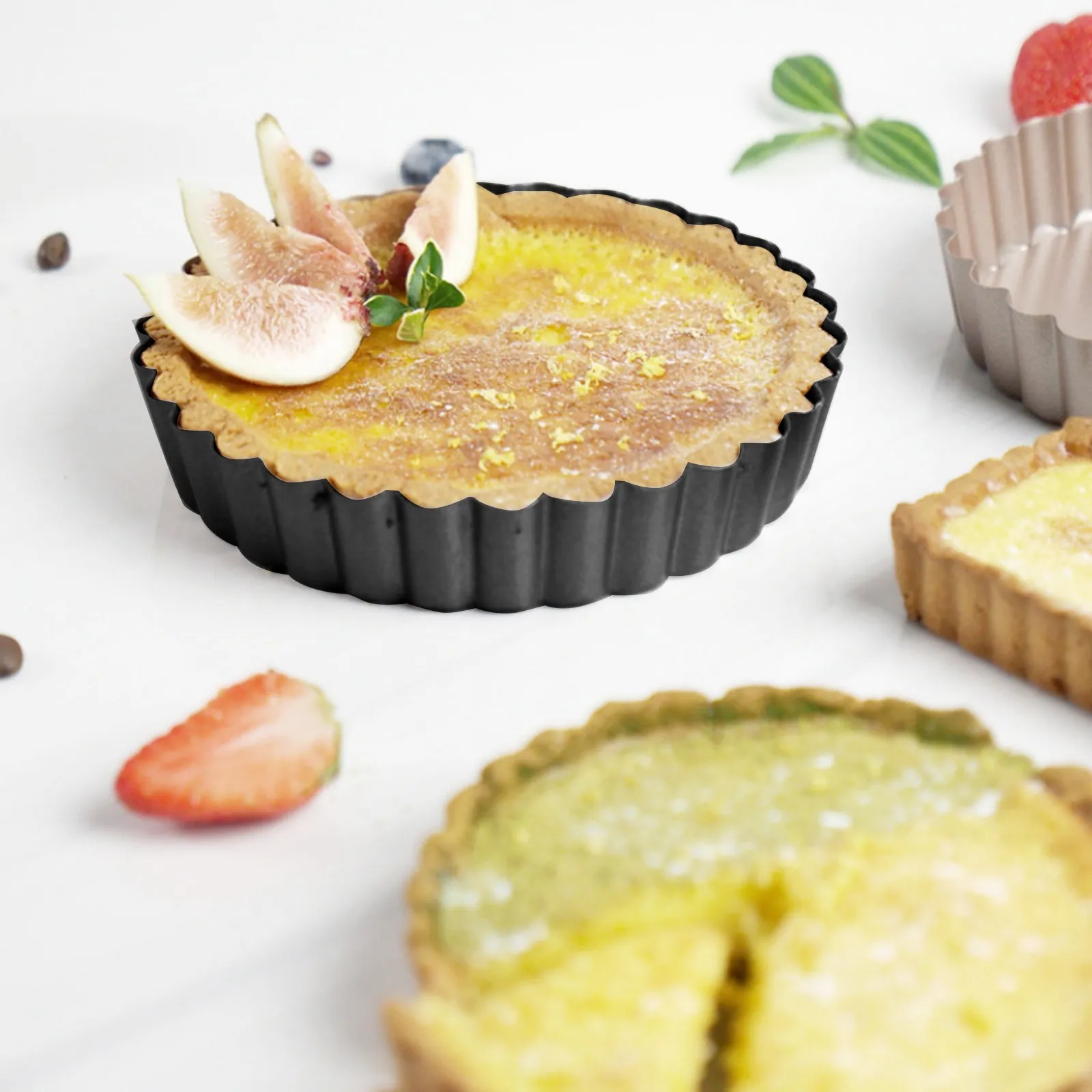 Lot De 4 Mini Plats à Tarte Individuels 15,2 Cm – Moules Antiadhésifs Ronds Pour Cheesecakes, Quiches, Pizzas & Desserts