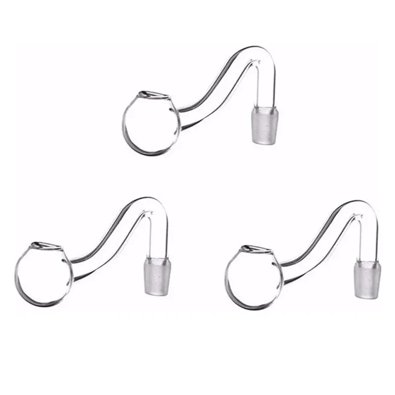 Effacer 10mm bols en verre à joint mâle Tuyau de brûleur à mazout en verre Pyrex Tabac transparent Bent Bol Narguilé Bongs Adaptateur Tuyaux épais Tubes à fumer en gros