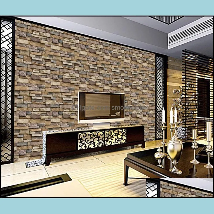 Rock Wallpaper Stone Peel and Stick Self-Adhesive & Removable 3D Paper for Backsplash Countertop Wall Easy to Clean Realistic Textured