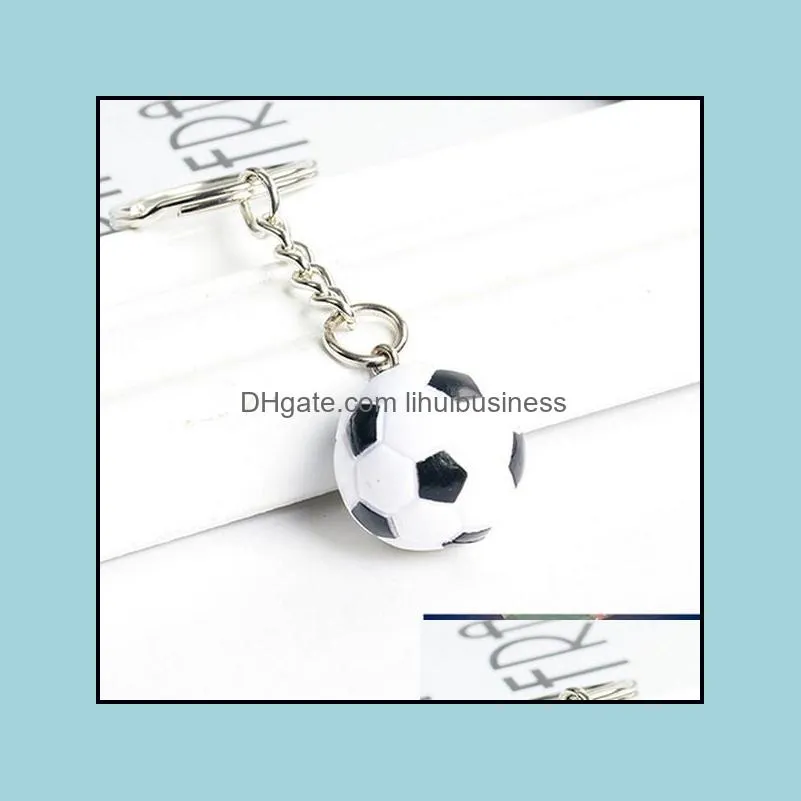 Keychains Fashion Aessories 1Pcs 3 Styles Football Basketball Golf Ball Pendant Keyring Sports Metal Keychain Car Key Chain Ring Drop Delive