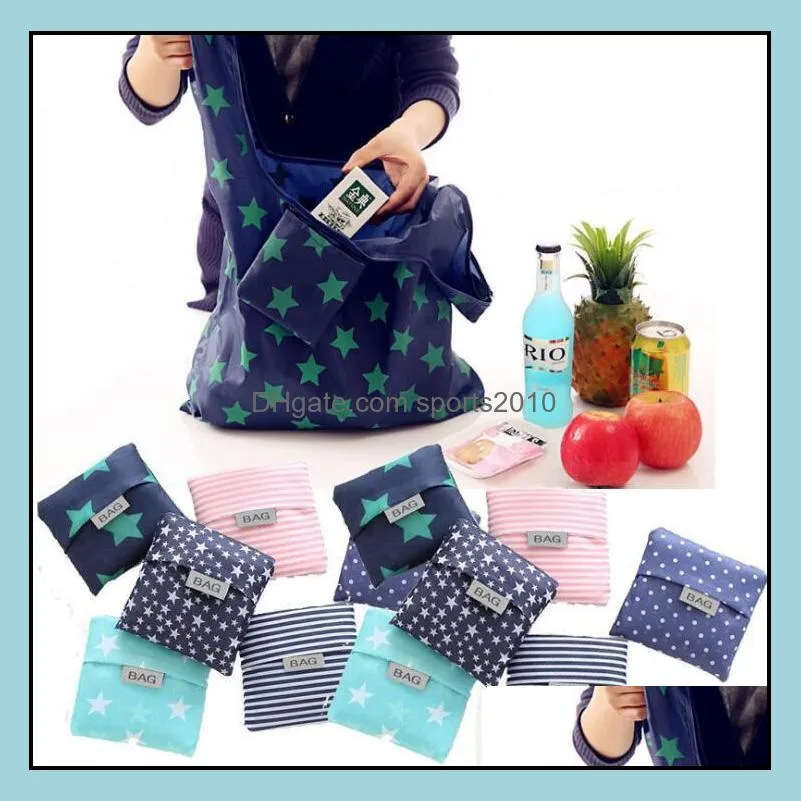 Eco Friendly Storage Handbag Foldable Usable Shopping Bags Reusable portable Grocery Nylon Large Bag Pure LX1233