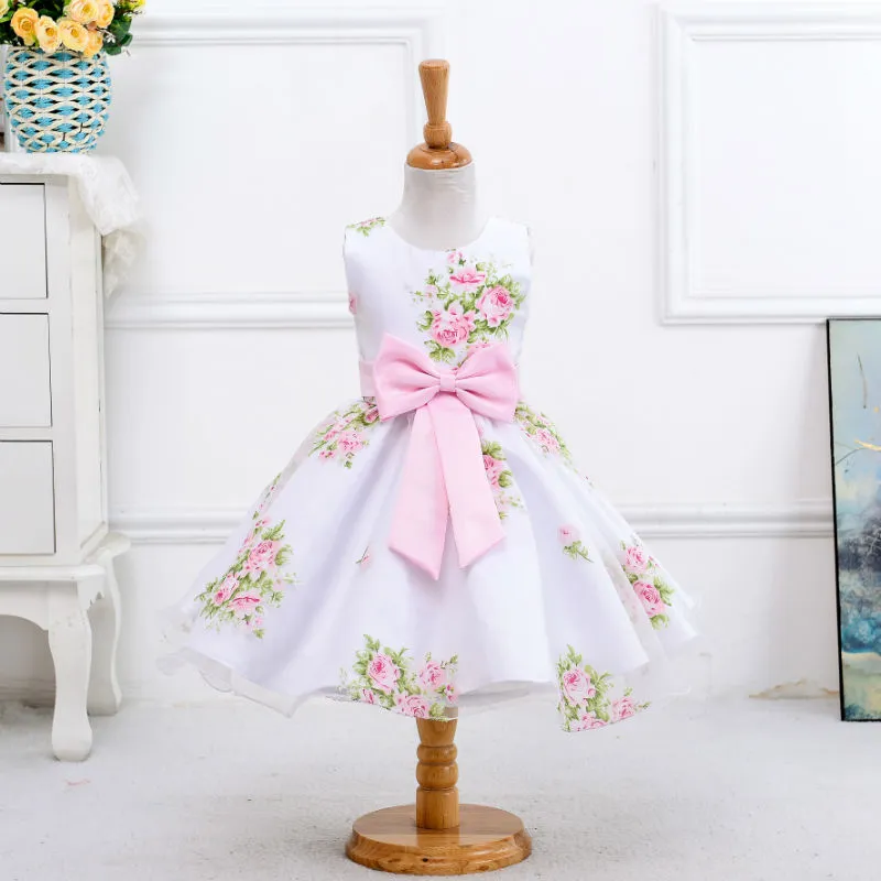 Vestido De Noche Para Ni a Hermosa Impresi n Textil Flor