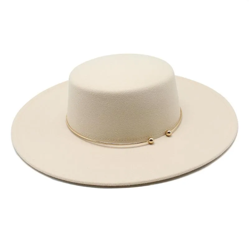 Chapéus de borda mesquinho e lã grossa e mulheres plana-top 10 cm de feltro com grande