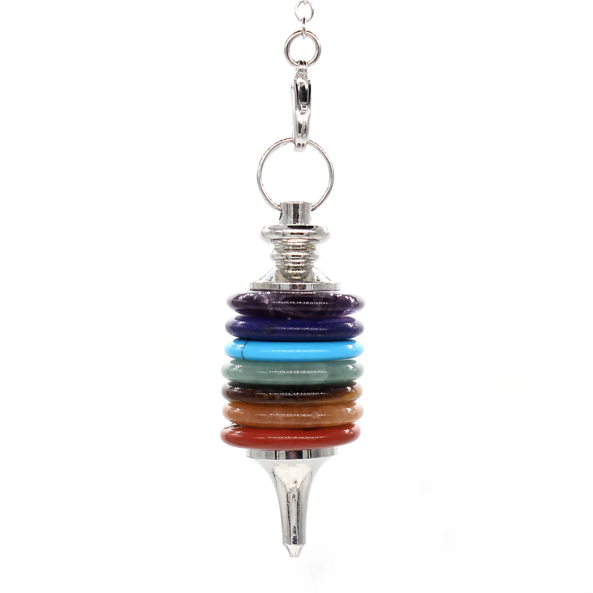 7 Chakras Roues de Vie Charmes Pendule Radiesthésie divination Chaîne Pendentifs Hommes Femmes Cadeau pour la fabrication de bijoux Tentures Mode En Gros