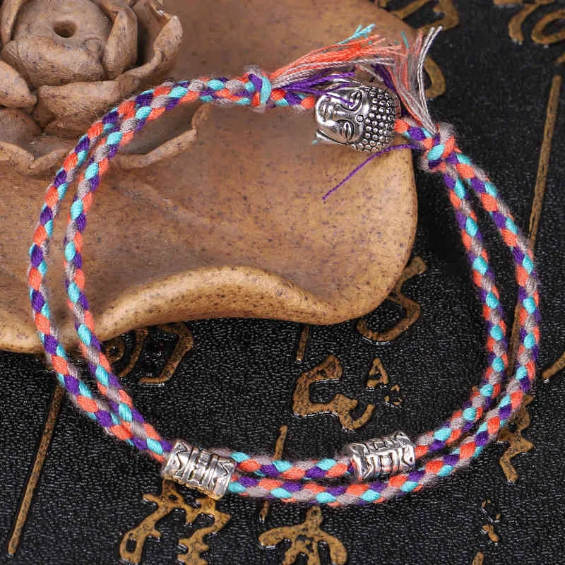 Biżuteria Tybetańska Budda Bransoletka ręka Ręczne wcieranie Wen Wen Play Line Rope Ropa Ręcznie tkana bawełniana bransoletka regulowana rozmiar
